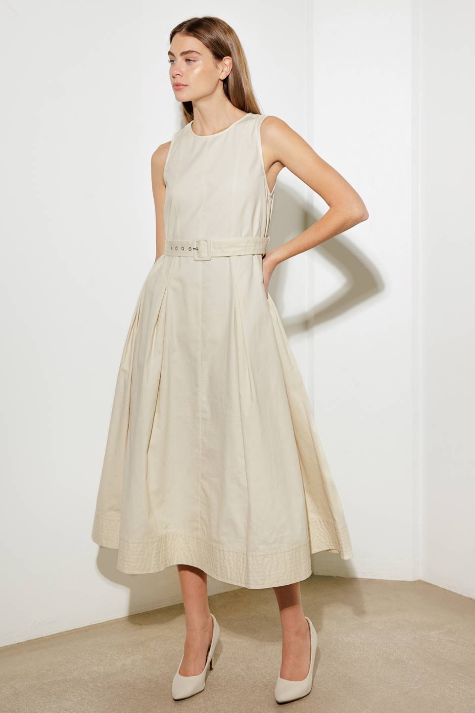OVER THE WATERS WOVEN MIDI DRESS Flying Tomato